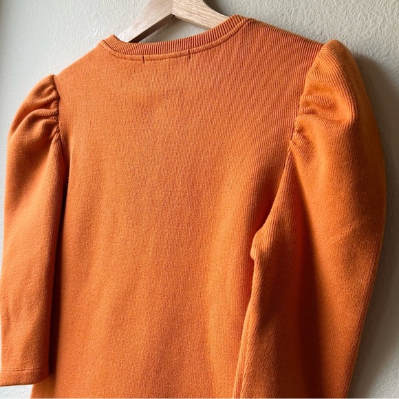 Johnathan Simkhai Orange Recycled Ribbed Puff 3/4 Sleeve Knit Sweater Top Sz S - Picture 8 of 11